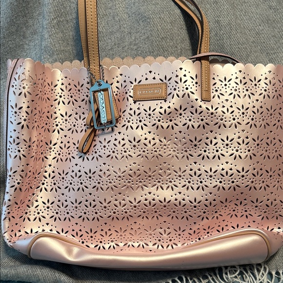 Coach Metallic Pink Laser-Cut Tote - Picture 1 of 5